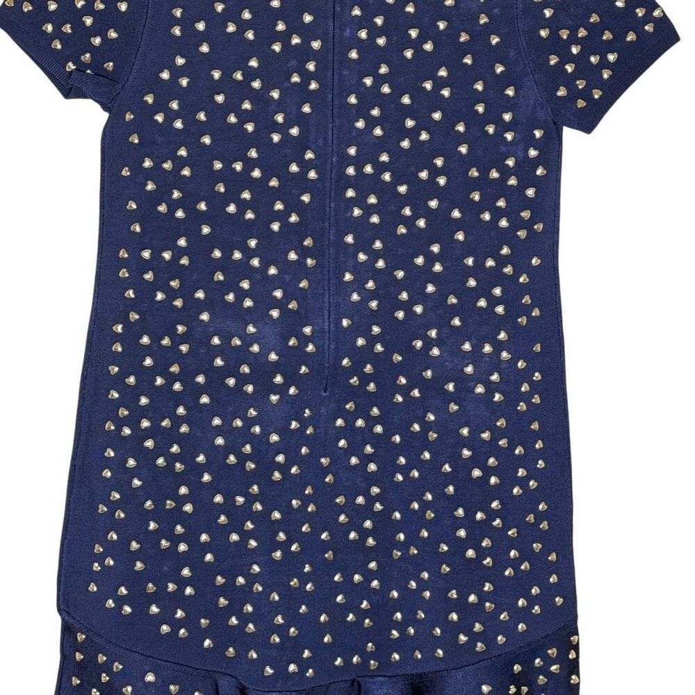 Michael Kors Blue Short Sleeve Studded Mini Dress Size XS Stretch Knit Flare - Picture 3 of 12